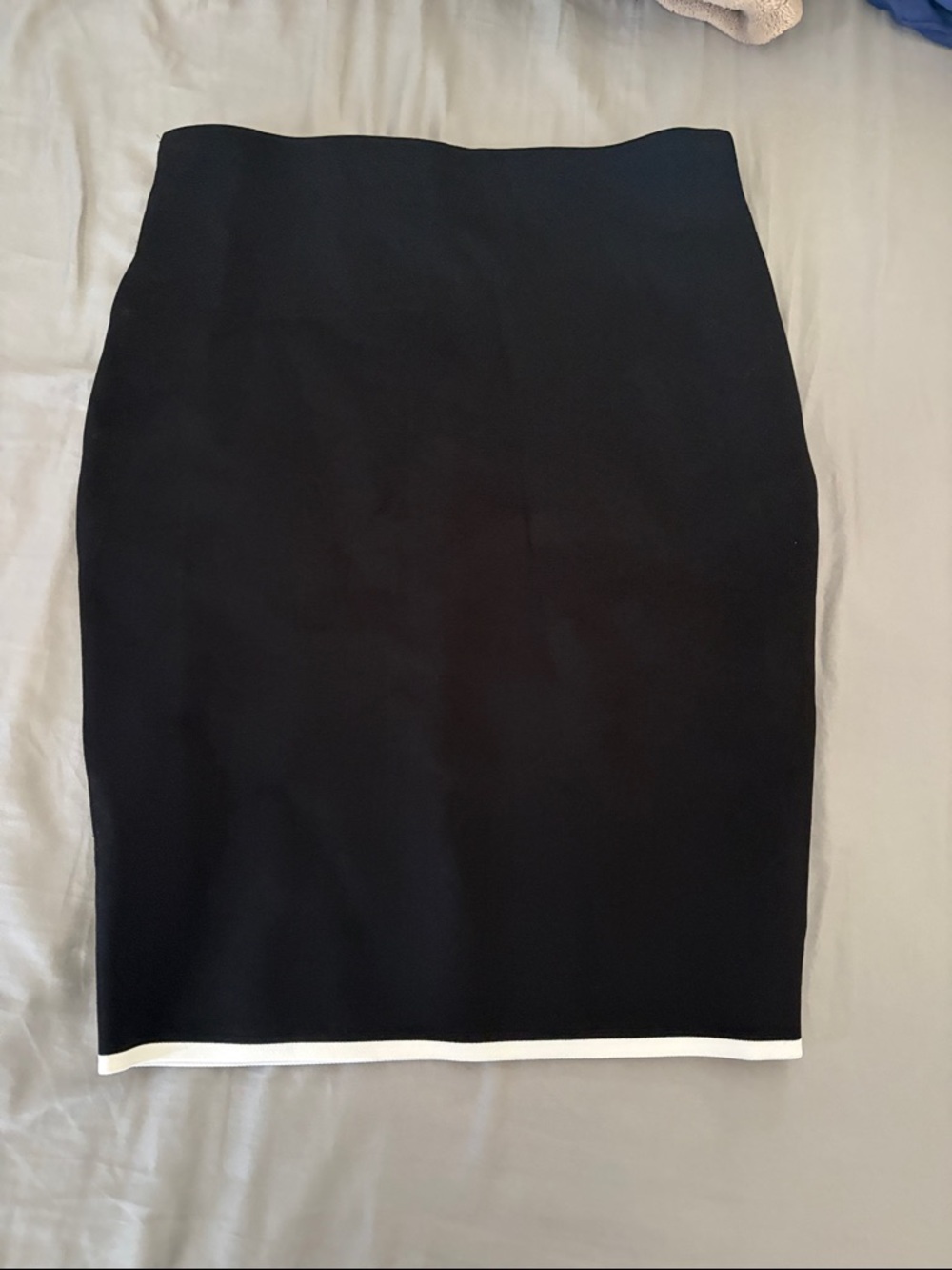 Express Black Pencil Skirt with White Hem Detail